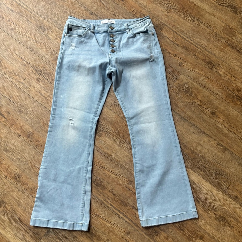 Kan Can Petite Flare Light Denim Jeans Size 15/31